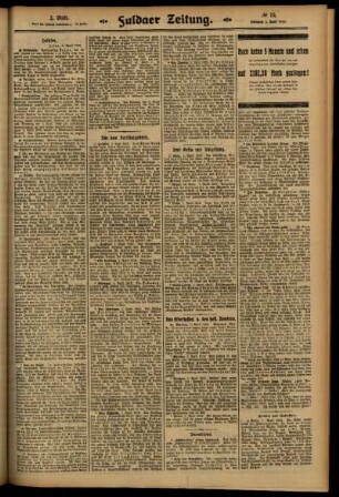 Zweite Ausgabe vom Mittwoch, den 02. April 1913.
