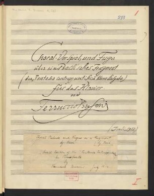 Fantasia contrappuntistica. Arr; pf; KinBu 256a