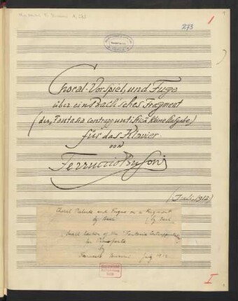 Fantasia contrappuntistica. Arr; pf; KinBu 256a