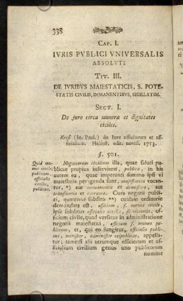 338-377, Cap. I. Juris publici universalis absoluti.