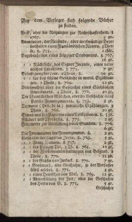 Bey dem Verleger sind folgende Buecher zu finden