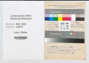 Entnazifizierung Walter Land, geb. 02.03.1910 (Dachdecker)