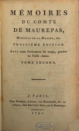 Mémoires du Comte de Maurepas : [rédigés par M. Salé], 2
