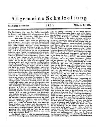 Zur Entlassung der aus der Gelehrtenschule in Bremen zur Universität abgegangenen Primaner