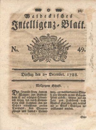 No. 49. Dinstag den 2ten December 1788