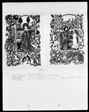 Gebetbuch der Prinzessin Sibylla von Kleve — Der heilige Rochus mit dem Engel, Folio 354verso