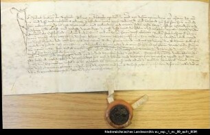 Lutthe Hayena verkauft der Gräfin Theda von Ostfriesland Grundbesitz in Marx = OUB II, Nr. 1239, S. 291 Anhängendes Siegel erhalten