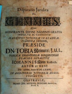 Disp. iurid. de gemmis
