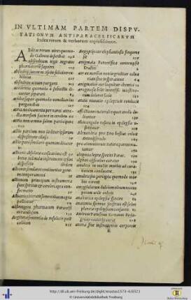 Index rerum et verborum copiosissimus.