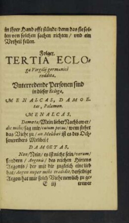 Tertia Ecloga ...