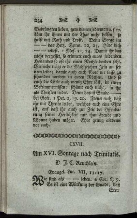 CXVII. Am XVI. Sonntage nach Trinitatis. Evangel. Luc.VII, 11-17.