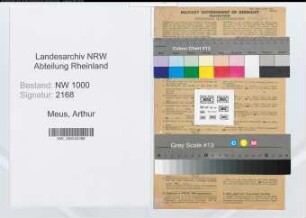 Entnazifizierung Arthur Meus, geb. 12.10.1884 (Beamter)
