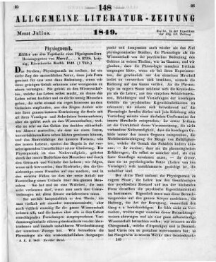 Blätter aus dem Tagebuche eines Physiognomikers. Hrsg. v. Mara L... Leipzig: Hinrichs 1848