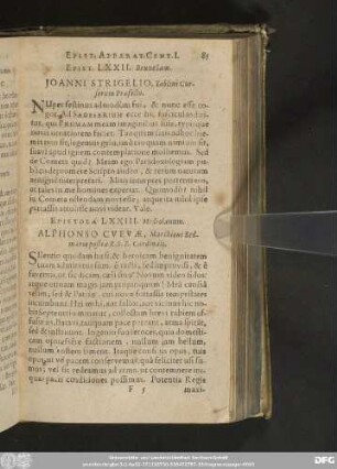 Epist. LXXII. Bruxellam. Ioanni Strigelio, Tablini Cursorum Praefecto.