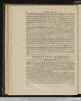 Dissertatio Secunda. De Ignis Natura.
