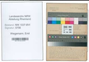 Entnazifizierung Emil Wiegemann , geb. 04.06.1894 (Former)
