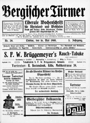 Bergischer Türmer. 1905-1912
