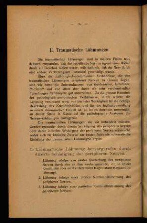 16-85, II. Traumatische Lähmungen