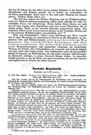 Soziale Kasuistik (16. Fall: Erna Schulz)