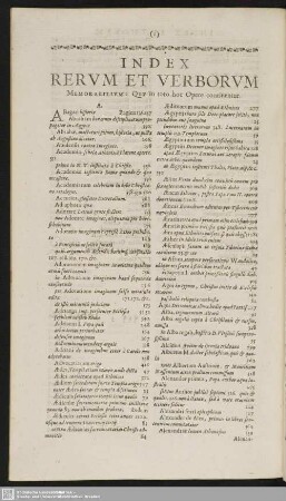 Index Rerum Et Verborum Memorabilium: Quae in toto hoc Opere continentur