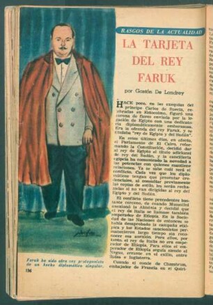 La tarjeta del rey Faruk : Rasgos de la actualidad