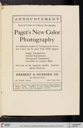 Herbert & Huesgen Co. [Paget’s New Color Photography]