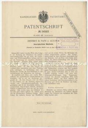 Patentschrift eines unveränderlichen Maßstabes, Patent-Nr. 34583