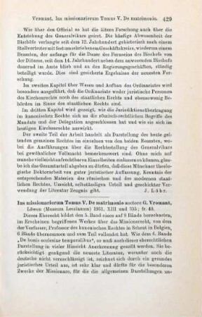 429-430 [Rezension] Vromant, G., De matrimonio