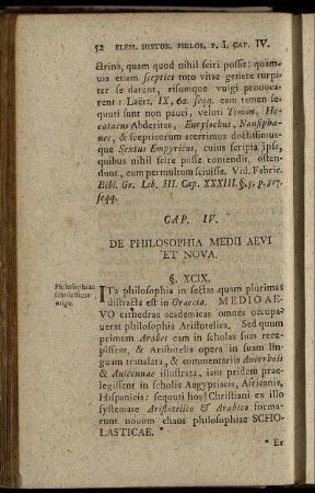 Cap. IV. De Philosophia Medi Aevi Et Nova.