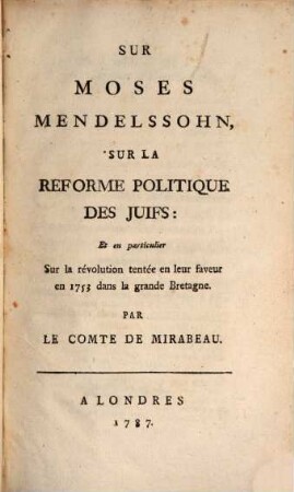 Sur Moses Mendelssohn