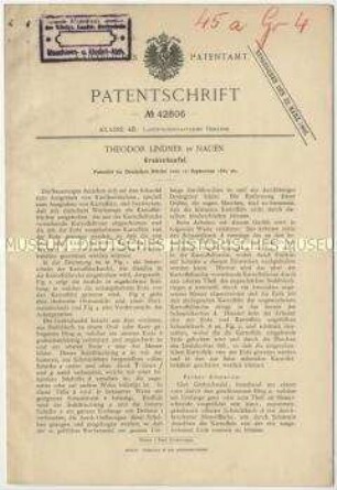 Patentschrift einer Grabeschaufel, Patent-Nr. 42806
