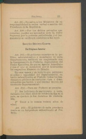 Sección décima cuarta - Del Régimen Interior