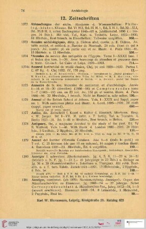 12. Zeitschriften (Nr. 1372 - 1465)