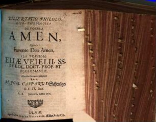 Dissertatio Philologico-Theologica De Vocula Amen