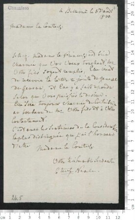 Brief von ... Neale  an Marie-Anne Chamisso 