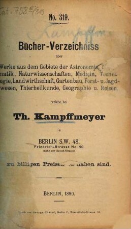 Bücher-Verzeichniss. 319. 1890