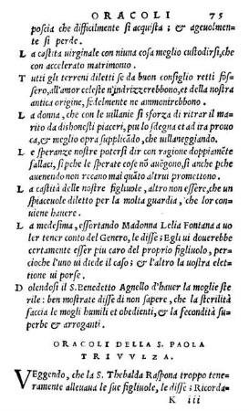 Oracoli Della S. Paola Trivvlza.