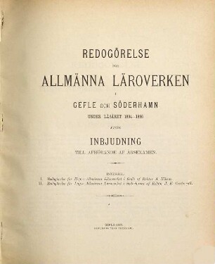 Redogörelse för Allmänna Läroverken i Gefle och Söderhamn. 1894/95
