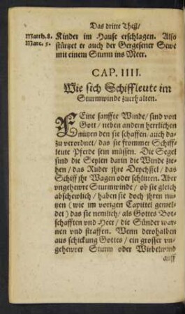 Cap. IIII. Wie sich Schiffleute im Sturmwinde zuerhalten.