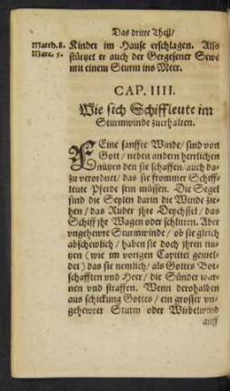 Cap. IIII. Wie sich Schiffleute im Sturmwinde zuerhalten.