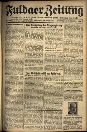 Erste Ausgabe vom Donnerstag, den 25. August 1932.