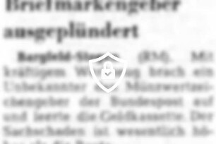 Briefmarkengeber ausgeplündert