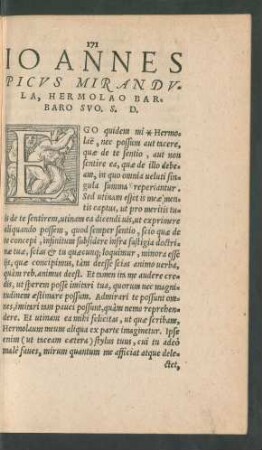 Ioannes Picus Mirandula, Hermolao Barbaro Suo. S. D.