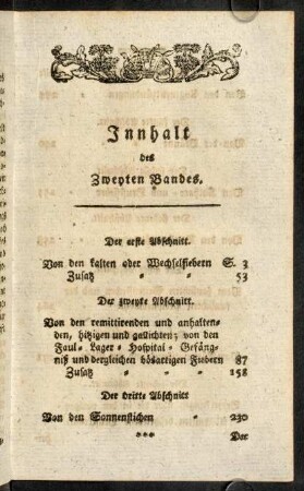 Inhalt des Zweyten Bandes.