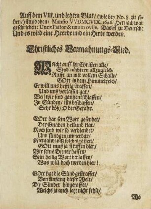 Christliches Vermahnungs-Lied