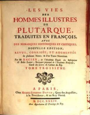 Les Vies Des Hommes Illustres De Plutarque, 3