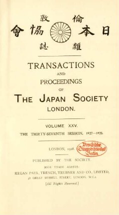 25.1927/28=Sess.  Transactions and proceedings of the Japan Society, London