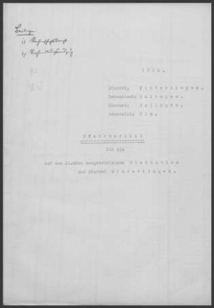 Winterlingen: Pfarrbericht 1930