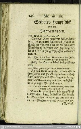 Sechstes Hauptstück von den Sacramenten