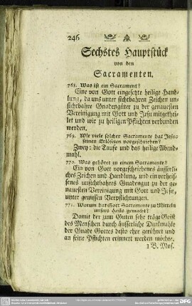 Sechstes Hauptstück von den Sacramenten